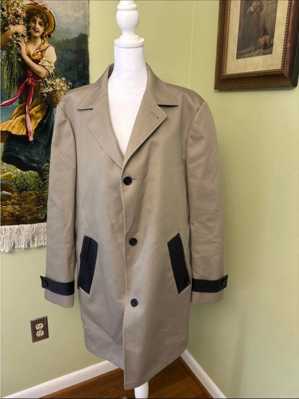 Michael Kors Tan Trench Coat with Black Trim
